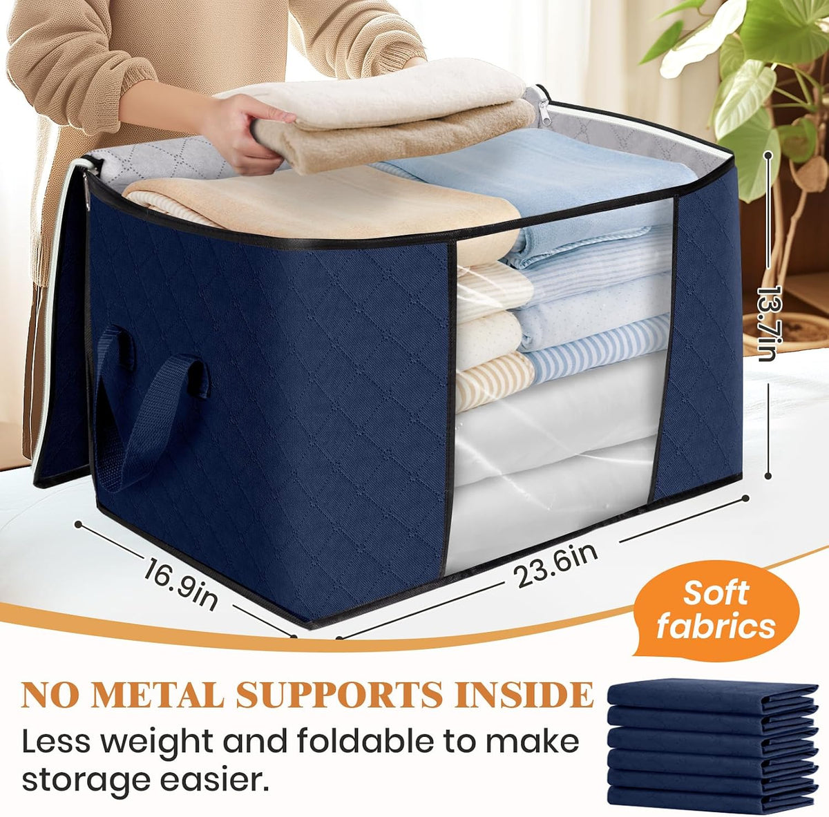 Fab totes Storage Bags for Clothes Blanket Storage Bins with Lids