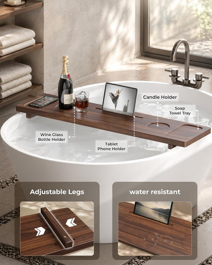 Acacia Large Bath Tray for Tub 34.6"x9" Wooden Bathtub Caddy Tray