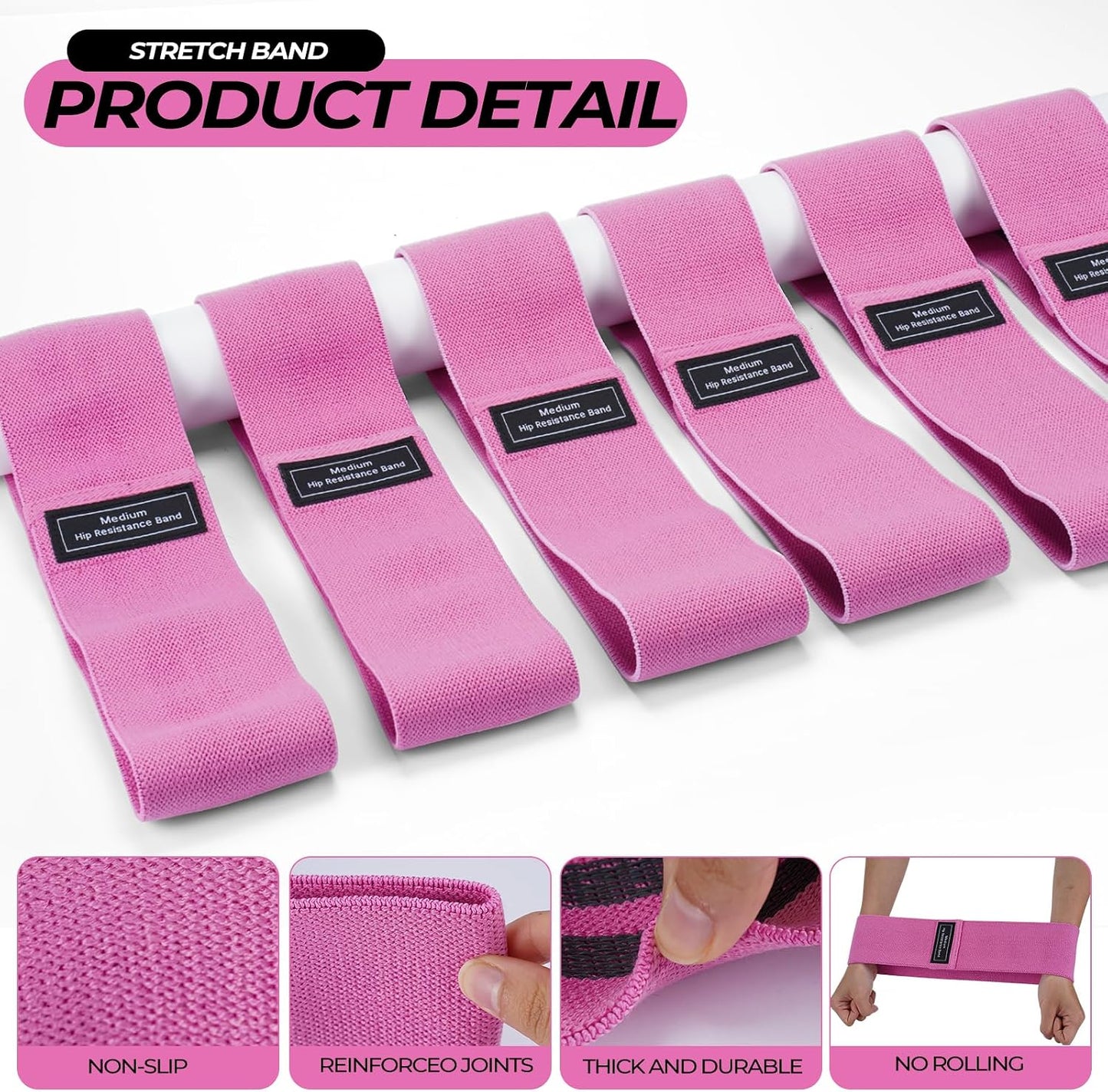 Seenelling 18 Pcs Pilates Ring and Ball Set with Resistance Bands Home Workout Pilates Equipment 11.8 Inch Magic Circle with Padded Handles, Mini Ball for Strength, Toning and Flexibility(Pink)