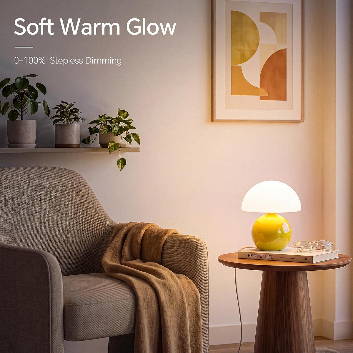 Dawnwake Mushroom Lamp Table Lamp for Bedroom-Small Desk Table Lamps,White
