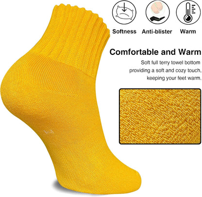suaskk Womens Cozy Solid Thick Cushioned Thermal Crew Boot Socks 4 Pairs | Soft and comfortable, Arch Support, Non-Slip, Sturdy and durable