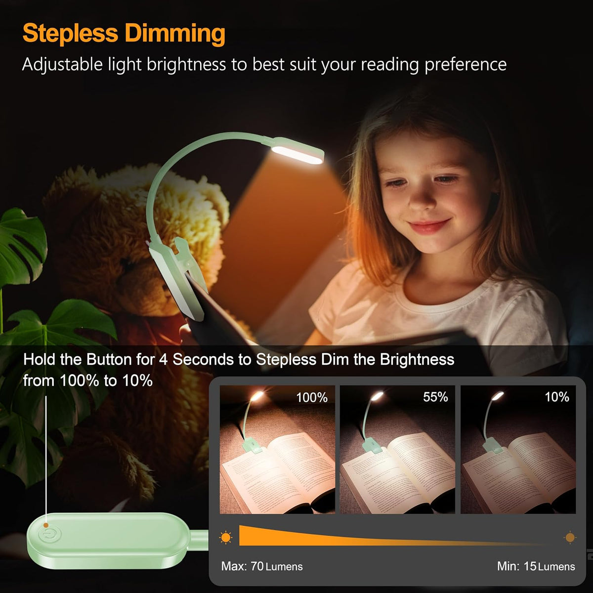 Gritin 16 LED Rechargeable Book Light for Reading in Bed