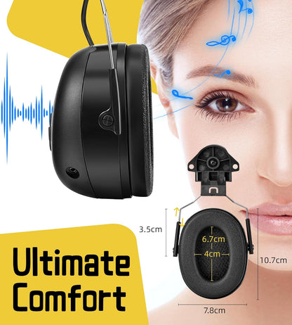 PROHEAR 037 Bluetooth 6.0 Hearing Protection Headphones with Rechargeable 1500mAh Battery, 30dB SNR Safety Noise Reduction Ear Muffs 120H Playtime for Mowing, Workshops, Snowblowing - Black