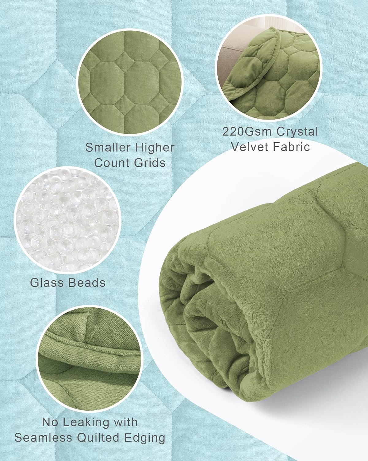 Cottonblue Weighted Lap Blanket 7lbs, Cozy Luxury Crystal Velvet Weighted Blanket for Adults, Small Weighted Blanket for Relaxation, Sleeping, Travel, Grey, 29" x 24"