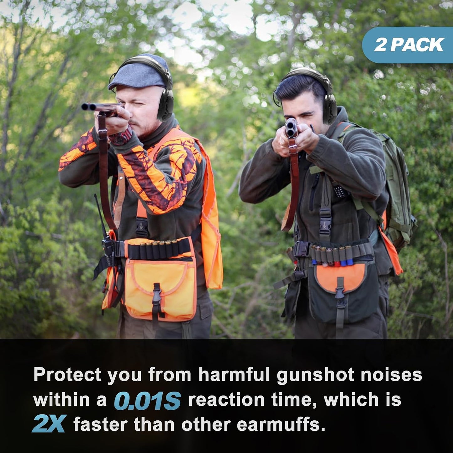 PROHEAR Electronic Ear Protection for Shooting with 4X Sound Amplification, Gun Range Hearing Protection Muffs, NRR 23dB Noise Reduction Headphones for Hunting, Green