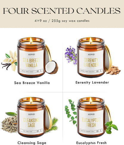 AOOVOO Scented Candles - 4PC Candle Set, 36 oz Soy Candles