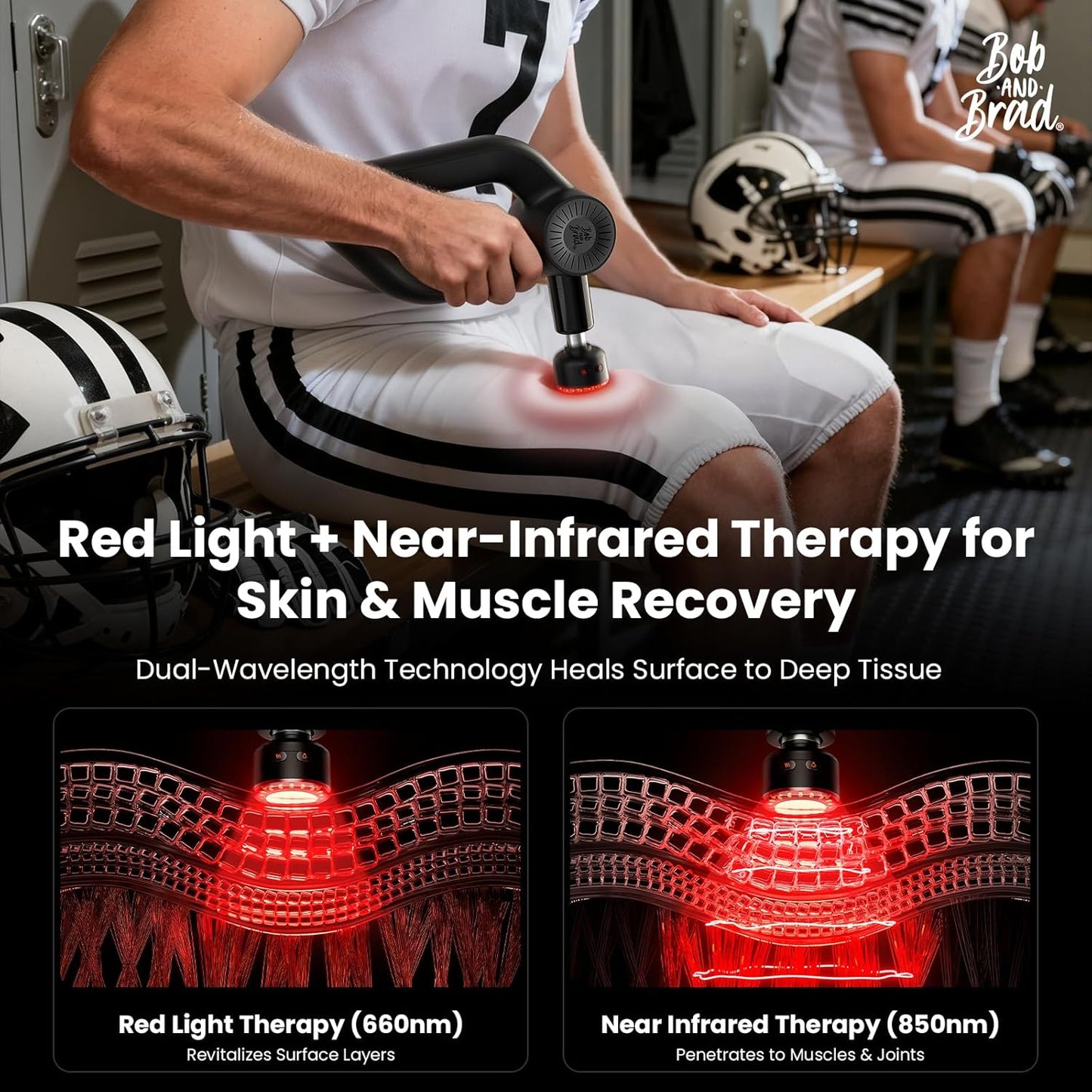 BOB AND BRAD D6 Pro Plus Massage Gun with Heat, Deep Tissue Percussion with 16mm Amplitude, Professional Muscle Massager Gun for Athletes, Quiet Electric Handheld Massager