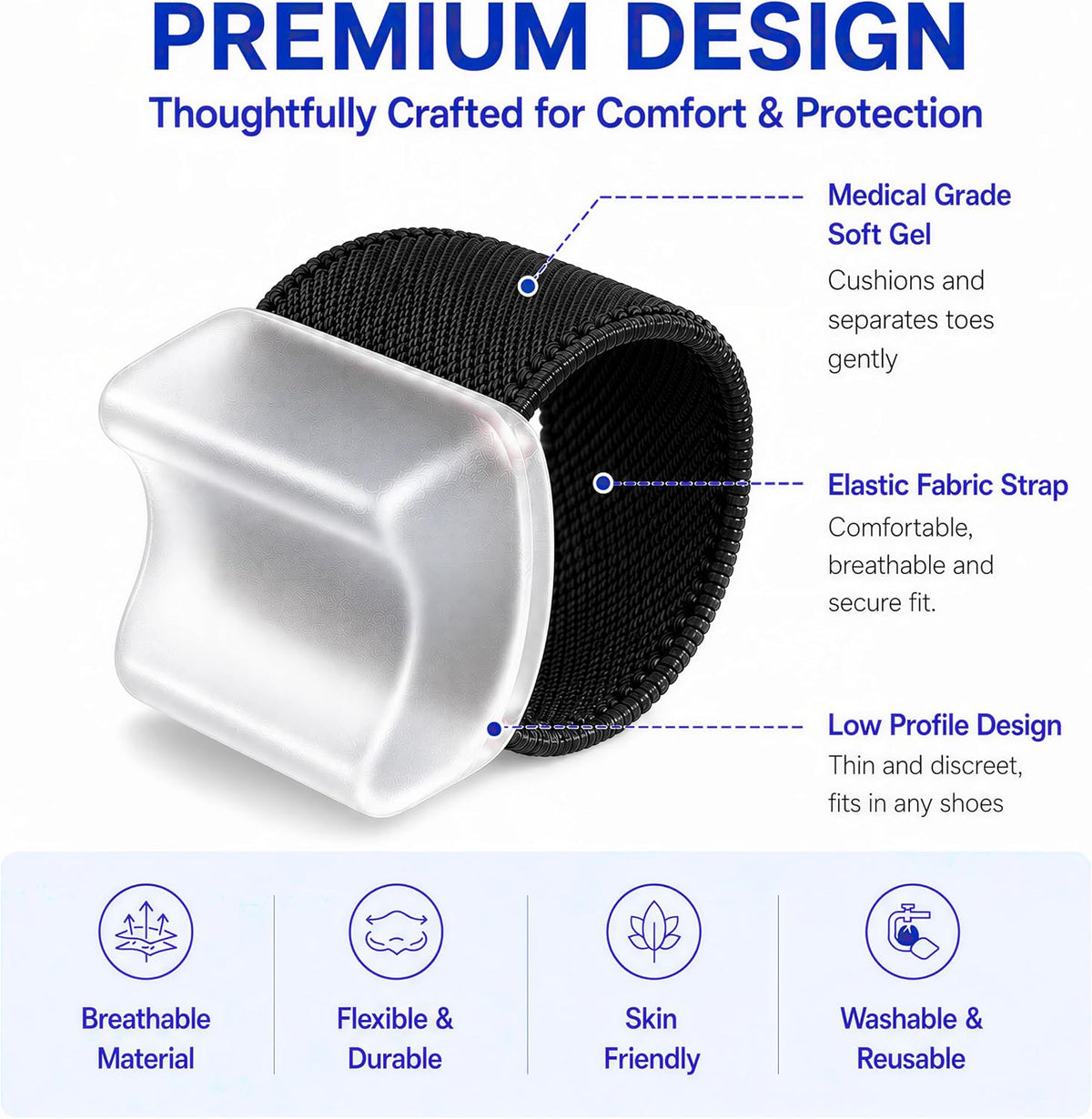 Big Toe Spacers,Hallux Valgus Corrector,Relieve Bunion Pain,Prevent Overlapping Toes, All-Day Comfort for Men & Women, Fits in Shoes.