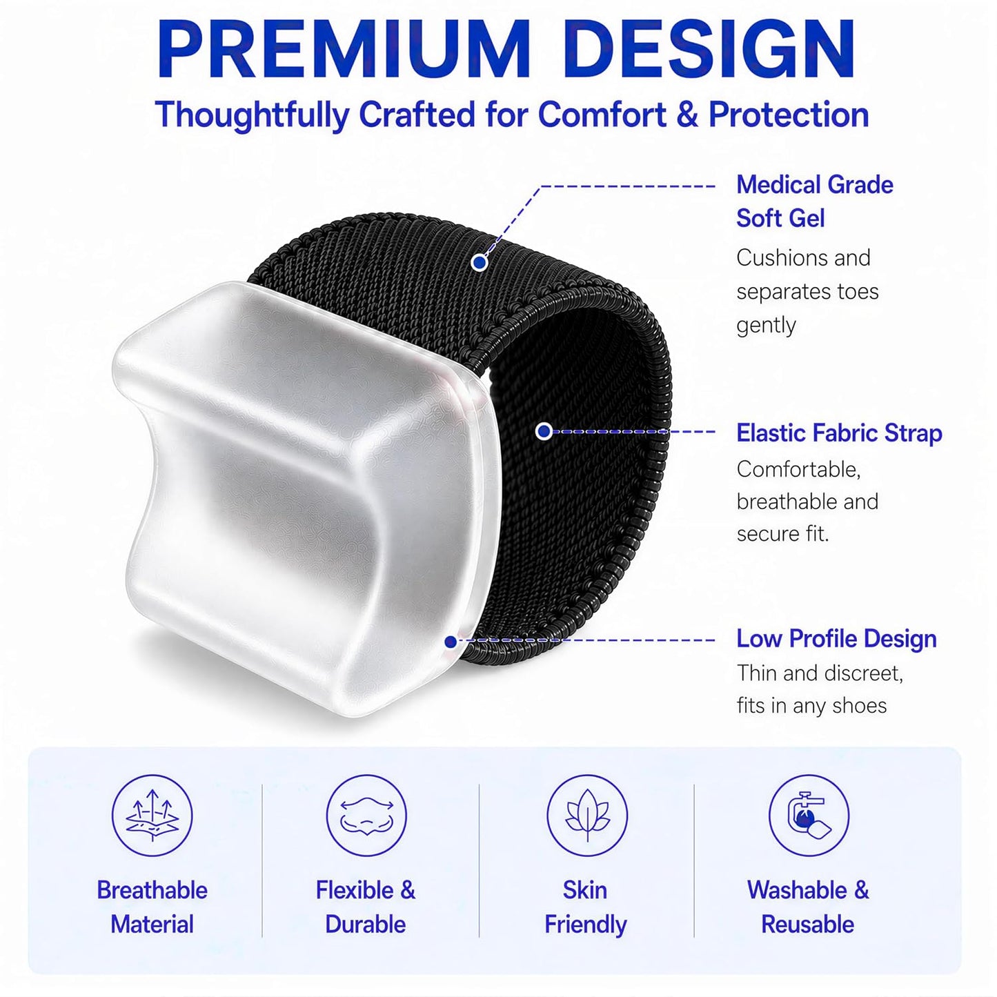 Big Toe Spacers,Hallux Valgus Corrector,Relieve Bunion Pain,Prevent Overlapping Toes, All-Day Comfort for Men & Women, Fits in Shoes.