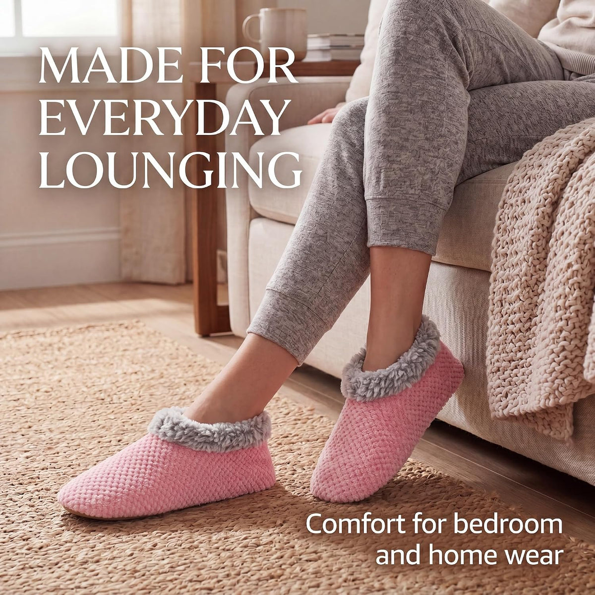Cozylook Fuzzy Slippers for Women Indoor Soft Sole Slipper Socks