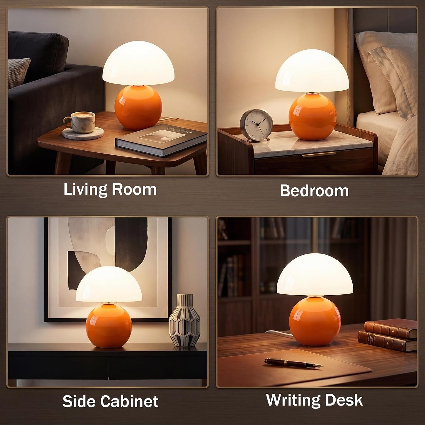 Dawnwake Mushroom Lamp Table Lamp for Bedroom,Desk Bedside Small Lamps for Living Room Night Stands,Mushroom Decor Cute Mini Modern Mid Century Lamps,Unique Aesthetic Home Living Room Decor(White)