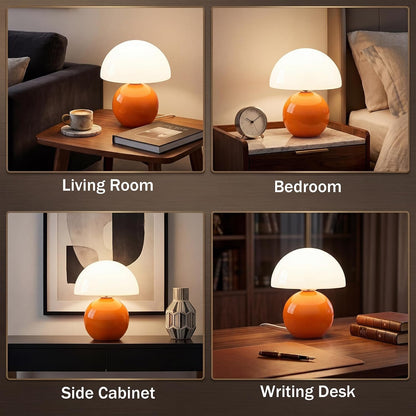 Dawnwake Mushroom Lamp Table Lamp for Bedroom,Desk Bedside Small Lamps for Living Room Night Stands,Mushroom Decor Cute Mini Modern Mid Century Lamps,Unique Aesthetic Home Living Room Decor(White)
