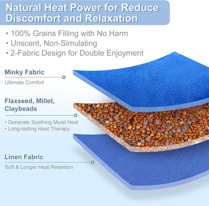 SuzziPad Microwavable Heating Pads for Neck and Shoulder Back Discomfort, 7x16 Fatigue Soothing Heated Pad Microwave, Moist Hot Packs, Unscented Heat Pack for Aches, Sore Muscle, Gray