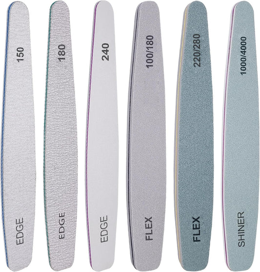 Nail File and Buffer Set, Professional Nail File Kit for Acrylic and Natural Nails, 100/150/180/220/240/280/1000/4000 Grit Soft Nail Filer Gel Nail Files & buffers Filing Emery Board Home Salon