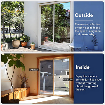 Coavas One Way Privacy Window Film, Heat Control Window Tint for Home, Sun Blocking Reflective Window Film See Out Not in, Anti UV Static Cling for Windows Office Door (Black, 17.5 Inch X 6.5 Feet)