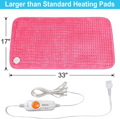 Boileau Electric Heating Pad for Back Pain and Period Cramps Relief, FSA Eligible17 x33 Extra Large XXXL, HSA 3 Heating Levels Heat Pad with 2-Hour Auto Shut Off, Gifts for Women and Mom, Blue