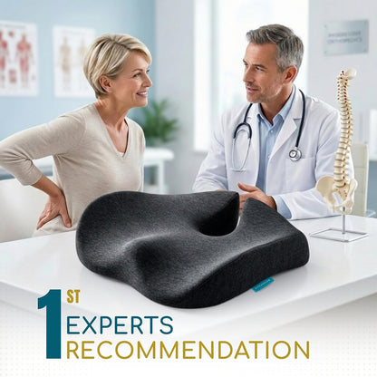 SitCushion Ergonomic Seat Cushion for Sciatica & Tailbone Pain Relief – Extra Large Memory Foam Office Chair Cushion for Long Sitting, Orthopedic Coccyx Cushion for Desk Chair, Car & Wheelchair(Black)