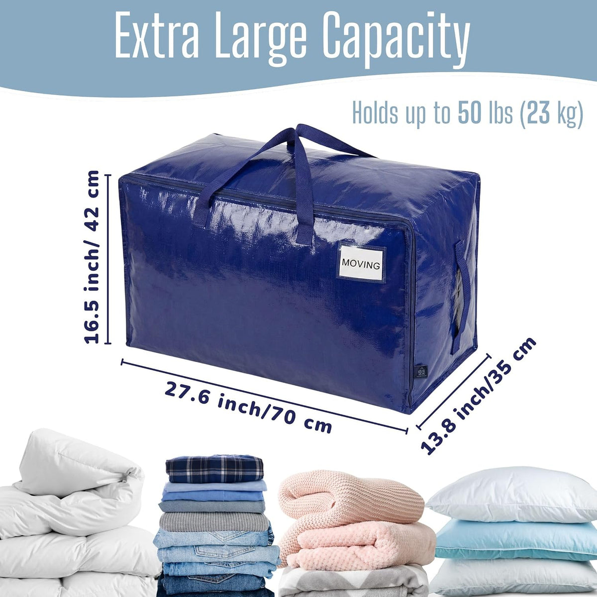 VENO Clear Extra Large Moving Bags & Storage Totes, Heavy Duty Organizer with Reinforced Handles & Strong Zippers for Clothes, College Dorm Essentials, Moving Supplies