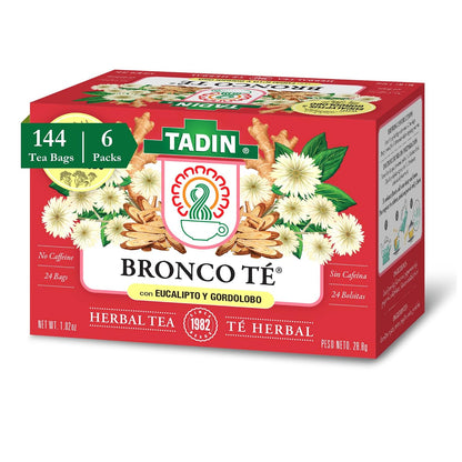Tadin Bronco Herbal Tea, Caffeine Free, Decaf, 24 Tea Bags Per Box, Pack of 6
