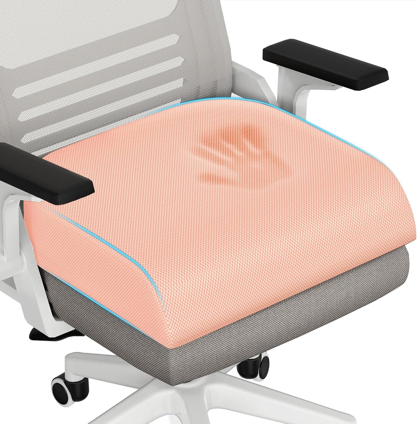 TranquilRelax Large Seat Cushion, Memory Foam Cushion for Long Sitting Hours on Office Chair, Car Seat, Non-Slip Chair Pad for Sciatica, Coccyx, Tailbone Pain Relief & Post-Surgery Recovery (Black)
