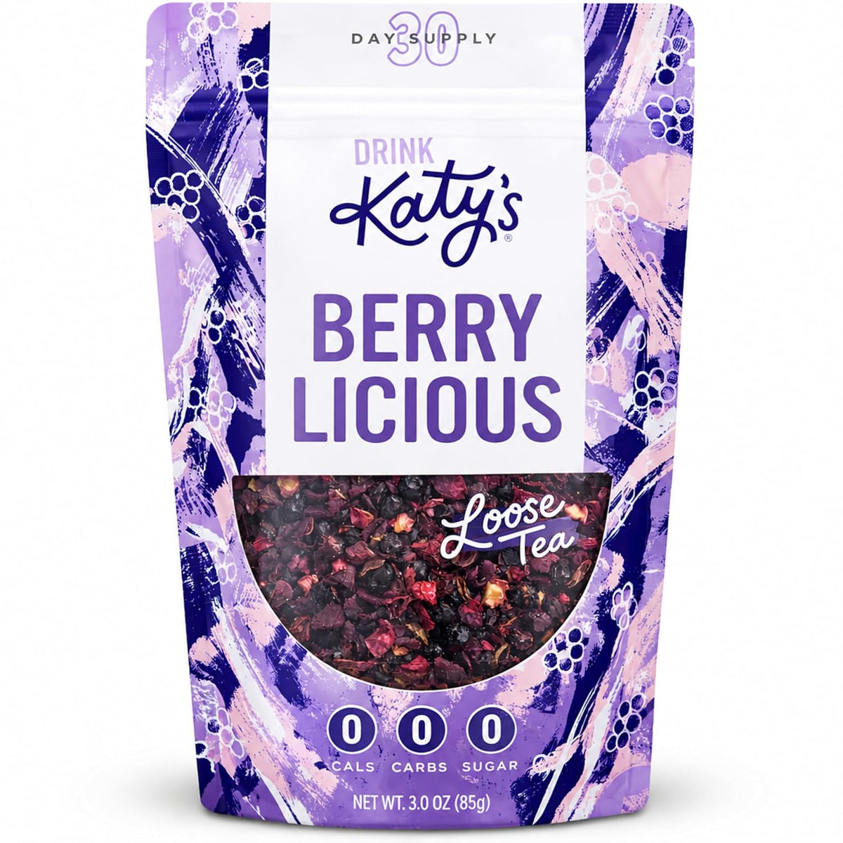 Katy’s Berry Loose Leaf Tea - Hibiscus, Blueberry & Cranberry - Fruity Herbal Tea, Caffeine-Free, Sugar-Free - Hot or Iced Tea - 30+ Cups