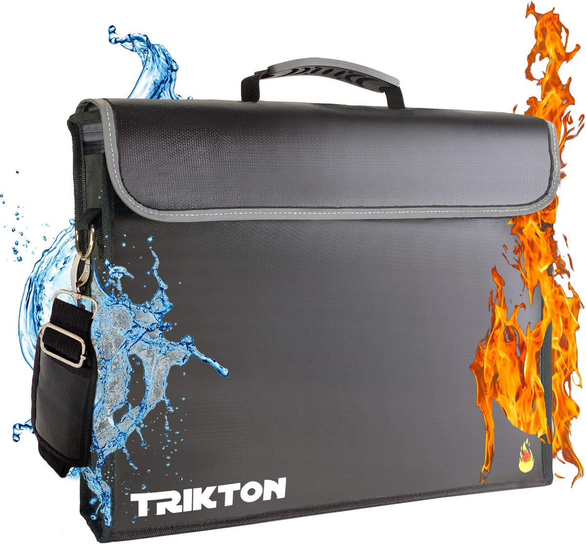 Fireproof and Waterproof Document Bag XL 16x12x3.5 with TSA Lock, Fits Legal Files, High-Viz Design, Lock Box for Travel and Documents, Developed by USA Engineers and Firefighters (Silver)