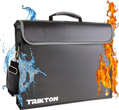 Fireproof and Waterproof Document Bag XL 16x12x3.5 with TSA Lock, Fits Legal Files, High-Viz Design, Lock Box for Travel and Documents, Developed by USA Engineers and Firefighters (Silver)