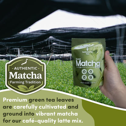 Sweetened Matcha Latte Mix, 4 oz, Matcha Green Tea Powder with Cane Sugar, Hot or Iced Matcha Latte Drink Mix, Resealable Bag