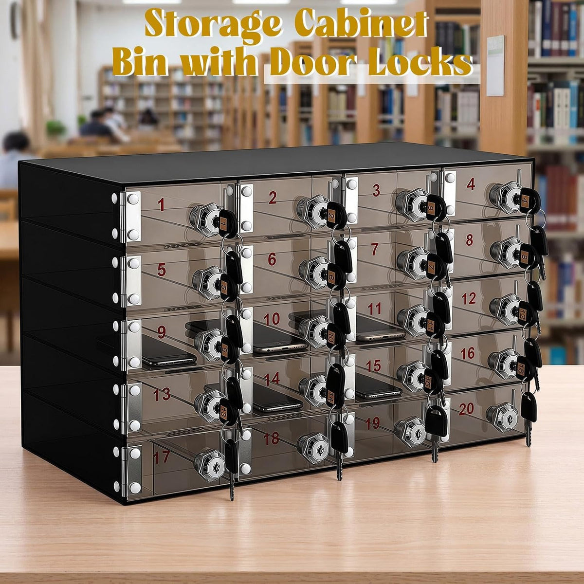 Layhit 20 Slots Cell Phone Locker Box for Classroom, Back to School, Clear