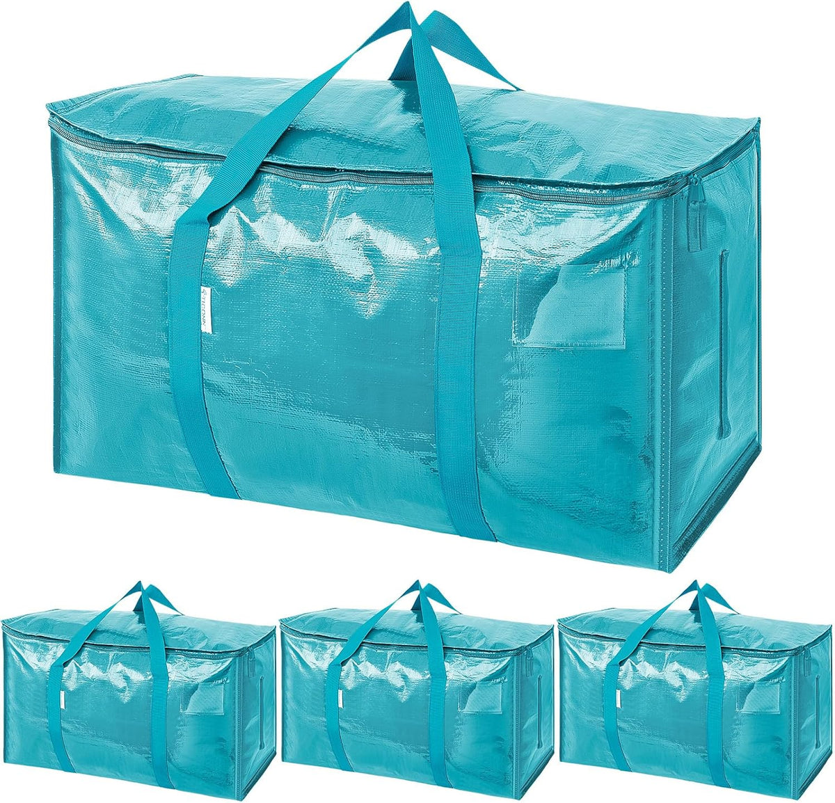 TICONN Extra Large Moving Bags Heavy Duty with Zippers & Carrying Handles, Durable Storage Bags Moving Boxes for Closet Organizers and Storage (Blue)