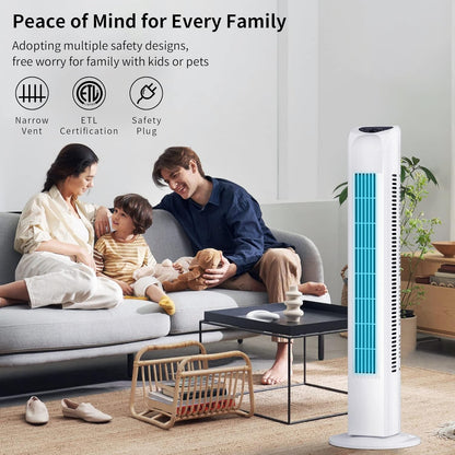 Uthfy Oscillating Tower Fan for Bedroom, Portable Standing Fan with Remote, 3 Modes 3 Speeds, 7.5H Timer, 120° Quiet Cooling for Living room, Office, Black