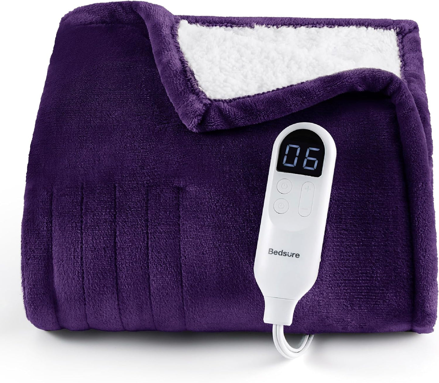 Bedsure Heated Blanket Throw Blanket with Preheat Function - Fast Heating Electric Blanket, Soft Flannel Throw with 6 Time Settings(Up to 10H), 6 Heating Settings, Gifts for Grandma (50"x60", Cream)
