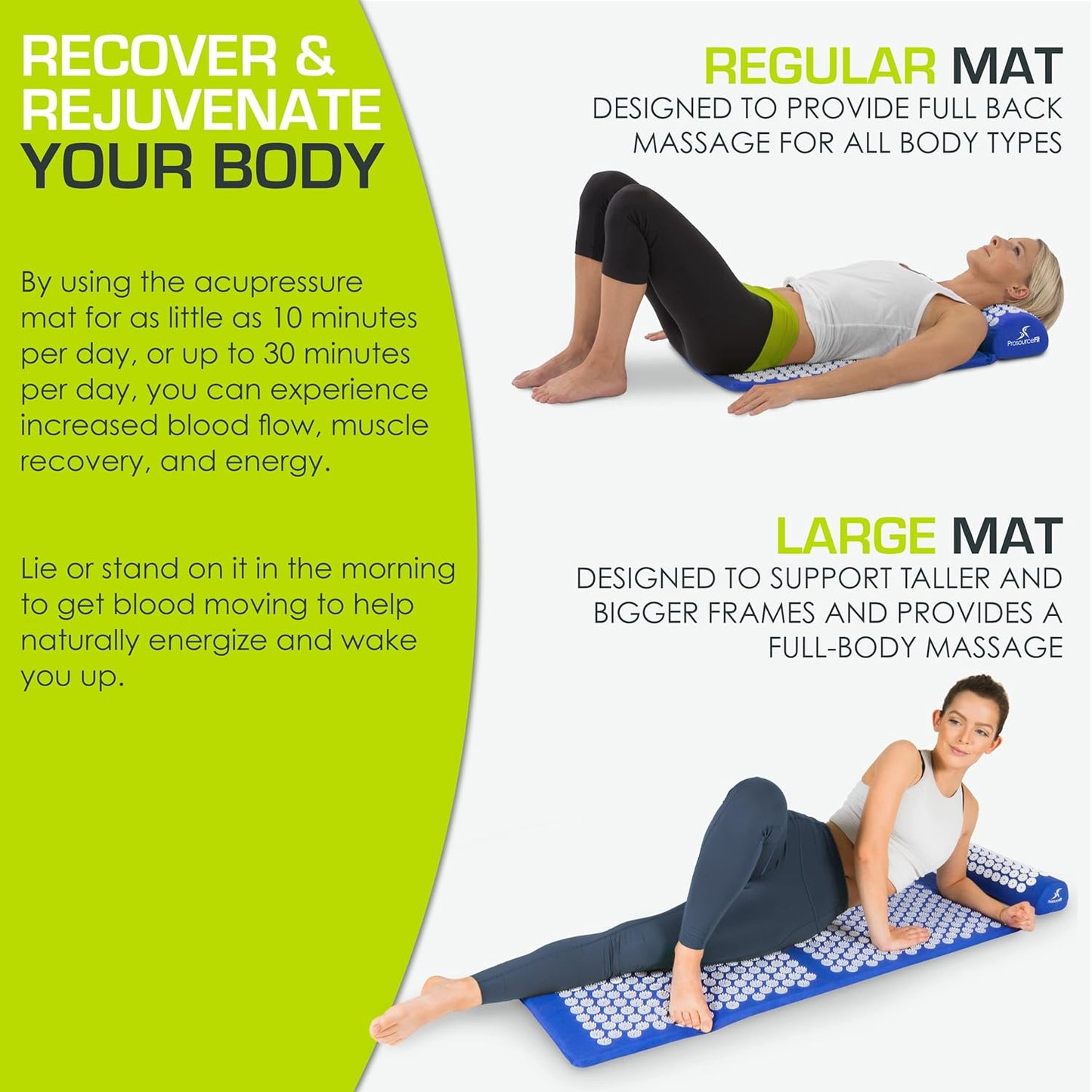 ProsourceFit Acupressure Mat and Pillow Set for Back/Neck Pain Relief and Muscle Relaxation