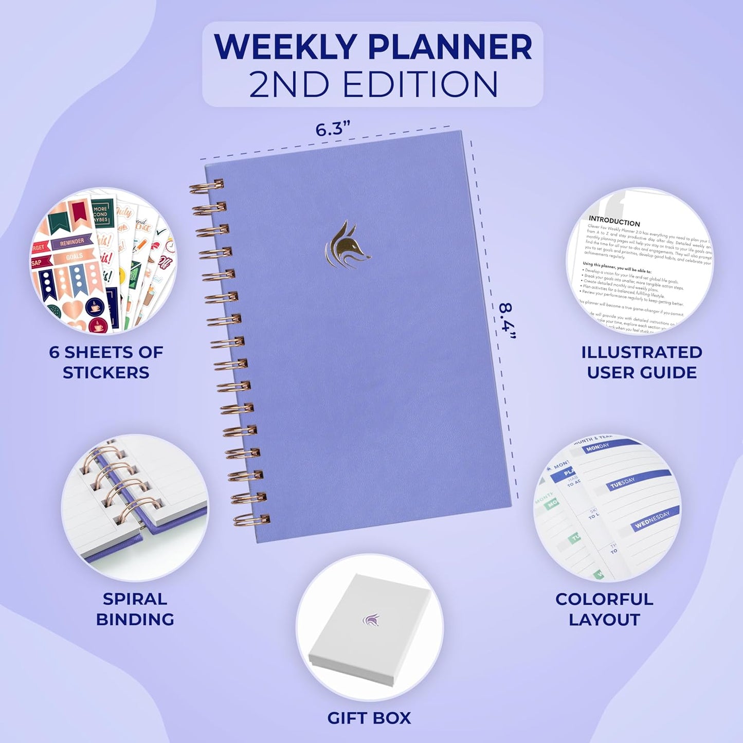 Clever Fox Planner 2nd Edition – Colorful Weekly & Monthly Goal Planner, Time Management & Productivity Organizer, Undated, A5 (Dark Teal)