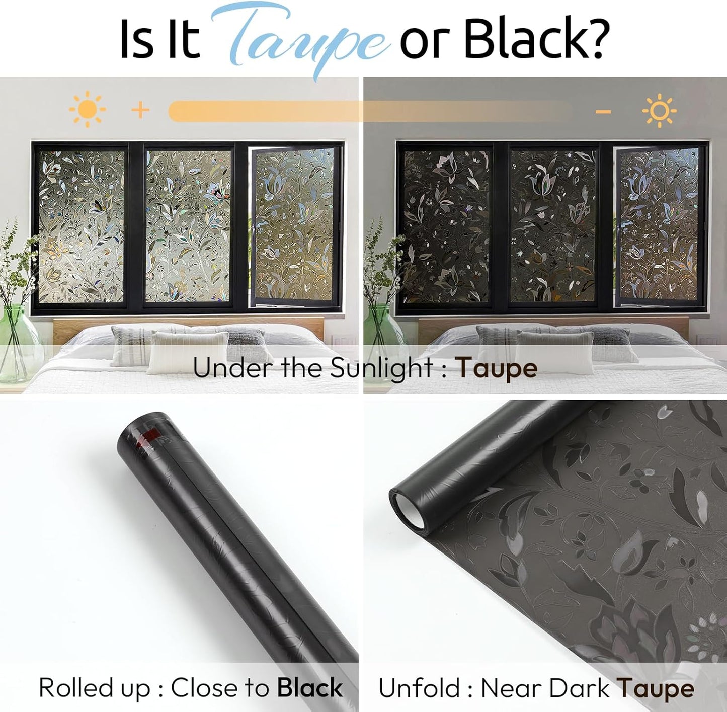 rabbitgoo Window Privacy Film One Way Window Tint for Home, Removable Reflective Heat Sun Blocking Anti UV Glass Door Covering, Mirror Tinting Film House Office, 17.5 Inch X 6.5 Feet, Black Silver