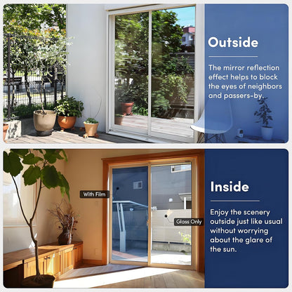 Coavas One Way Privacy Window Film, Heat Control Window Tint for Home, Sun Blocking Reflective Window Film See Out Not in, Anti UV Static Cling for Windows Office Door (Black, 17.5 Inch X 6.5 Feet)