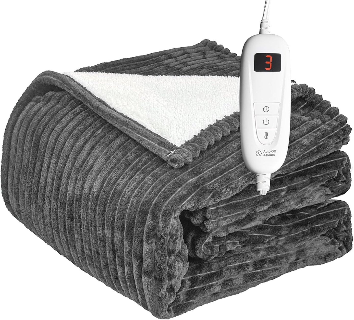 Tefici Heated Blanket Throw 50"x60", Ultra Soft 2-Layer Flannel Electric Blanket, for Home Office Sofa,3 Heat Settings, 4H Auto Off, ETL FCC Certified, Overheat Protection, Machine Washable, Camel
