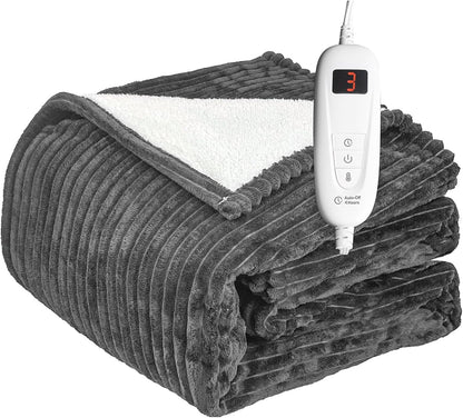 Tefici Heated Blanket Throw 50"x60", Ultra Soft 2-Layer Flannel Electric Blanket, for Home Office Sofa,3 Heat Settings, 4H Auto Off, ETL FCC Certified, Overheat Protection, Machine Washable, Camel