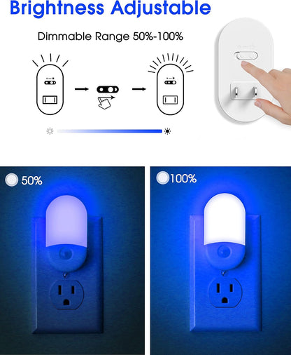 L LOHAS LED Amber Night Light, Night Lights Plug into Wall[2 Pack], 0.6W 2000K LED Night Light, Dusk to Dawn Sensor, 30/60LM Adjustable Brightness, Automatic Low Blue Nightlight for Kids, Bathroom