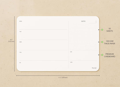 Weekly Planner Pad, Weekly To Do List Notepad, Tear Off Undated Weekly Planner Notepad, 50 Sheets, A4 Size (8,3" X 11,7"), Premium Thick Paper with Cardboard Back Support, Weekly Desk Planner by CLEVER SIGNS