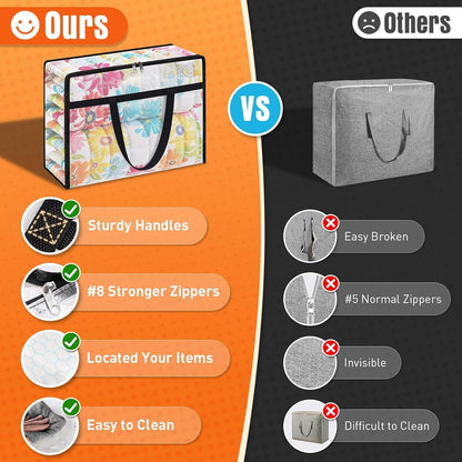 60L Clear Under Bed Storage Containers, Large Clothes Storage Bags