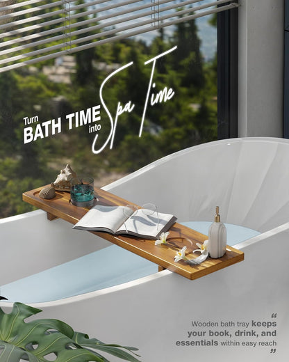 Acacia Large Bath Tray for Tub 34.6"x9" Wooden Bathtub Caddy Tray