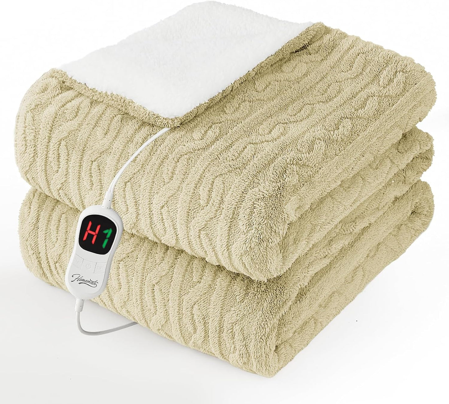 Homemate Electric Heated Blanket Twin - 62"x84" Heating Bed Blankets Throw with 10 Heating Levels 8 Hours Auto Off Fast Heating Over-Heated Protection Ultra Soft Warm Flannel ETL Certified Grey - Colors A