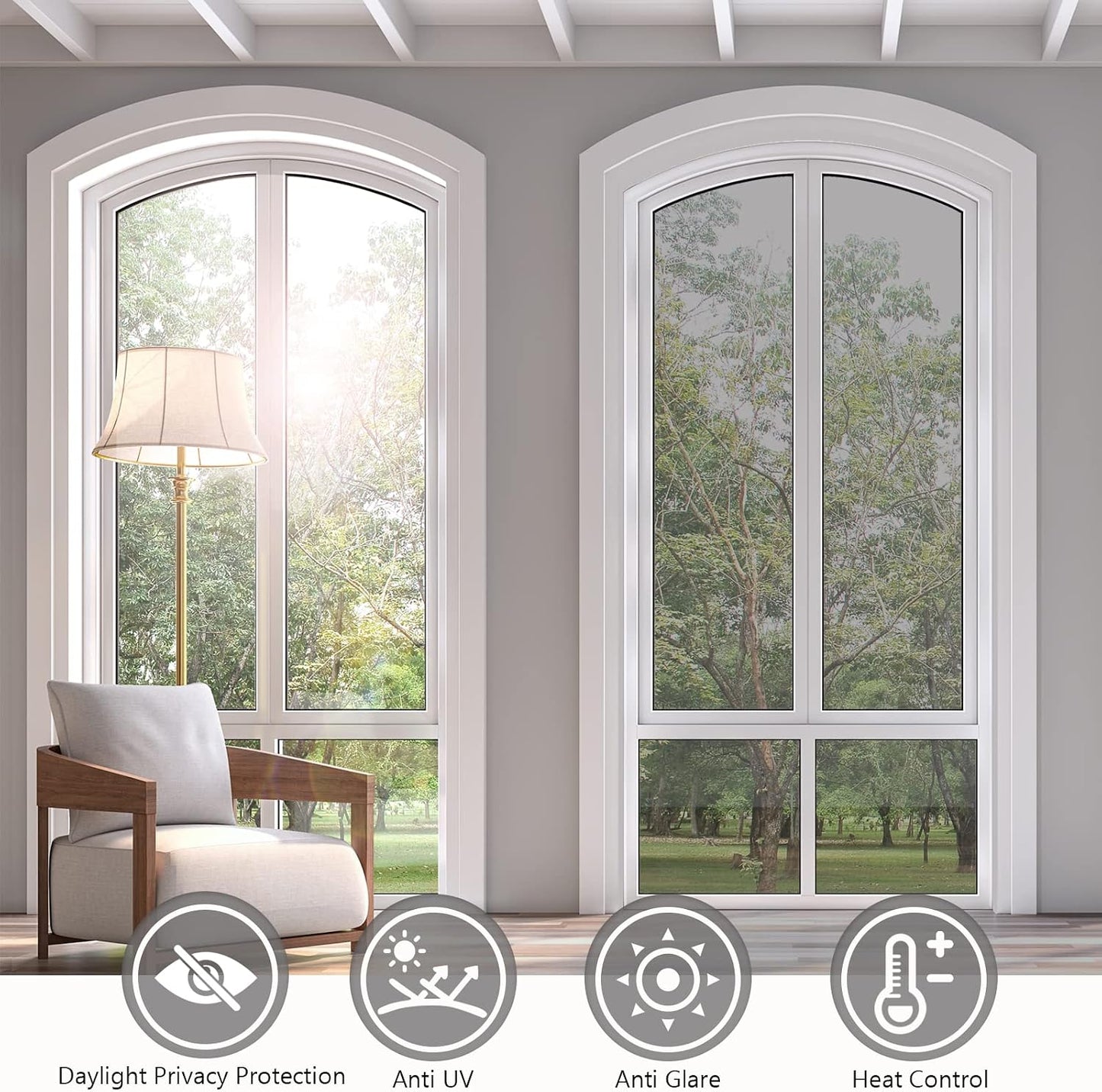 KESPEN Total Blackout Window Film Privacy Static Cling 100% Light Blocking Room Darkening Window Cover Heat Control Anti-UV Glass Sticker Window Tint for Home with Grid Line, 17.5 Inch X 6.5 Feet