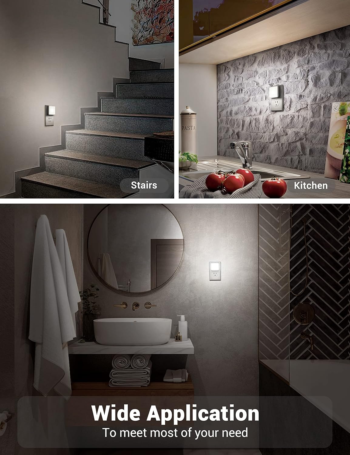JandCase Amber Night Light[2 Pack], Night Lights Plug into Wall, LED Plug in Nightlight with Dusk-to-Dawn Sensor, 0.3W Dim Night Light for Sleep, Bedroom, Bathroom, Hallway, Non-dimmable