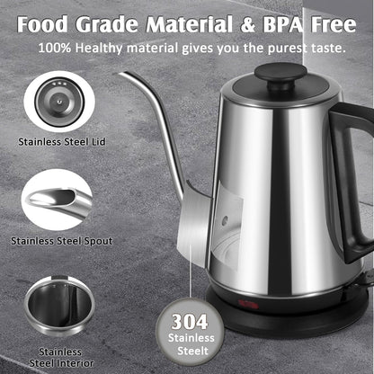 Gooseneck Kettle，0.8L Temperature Control Electric Tea Kettle