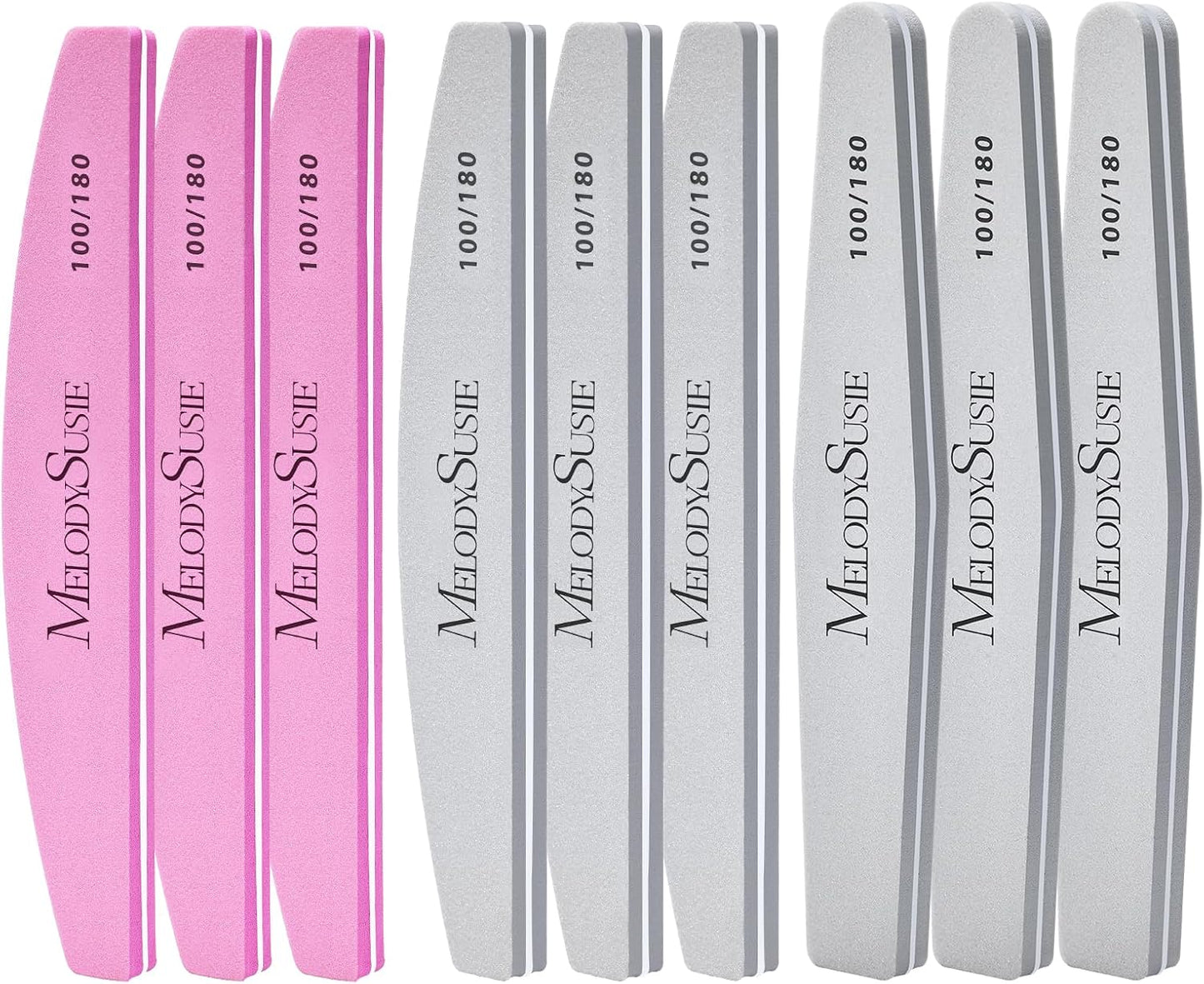 MelodySusie 16Pcs Professional Nail Buffer Kit,Nail Files and Buffers,Nail Buffer Block,Nail Brush, Nail File Buffers Kit for Natural Nails,DIY,Home Use,Salon（100/180 Grit）
