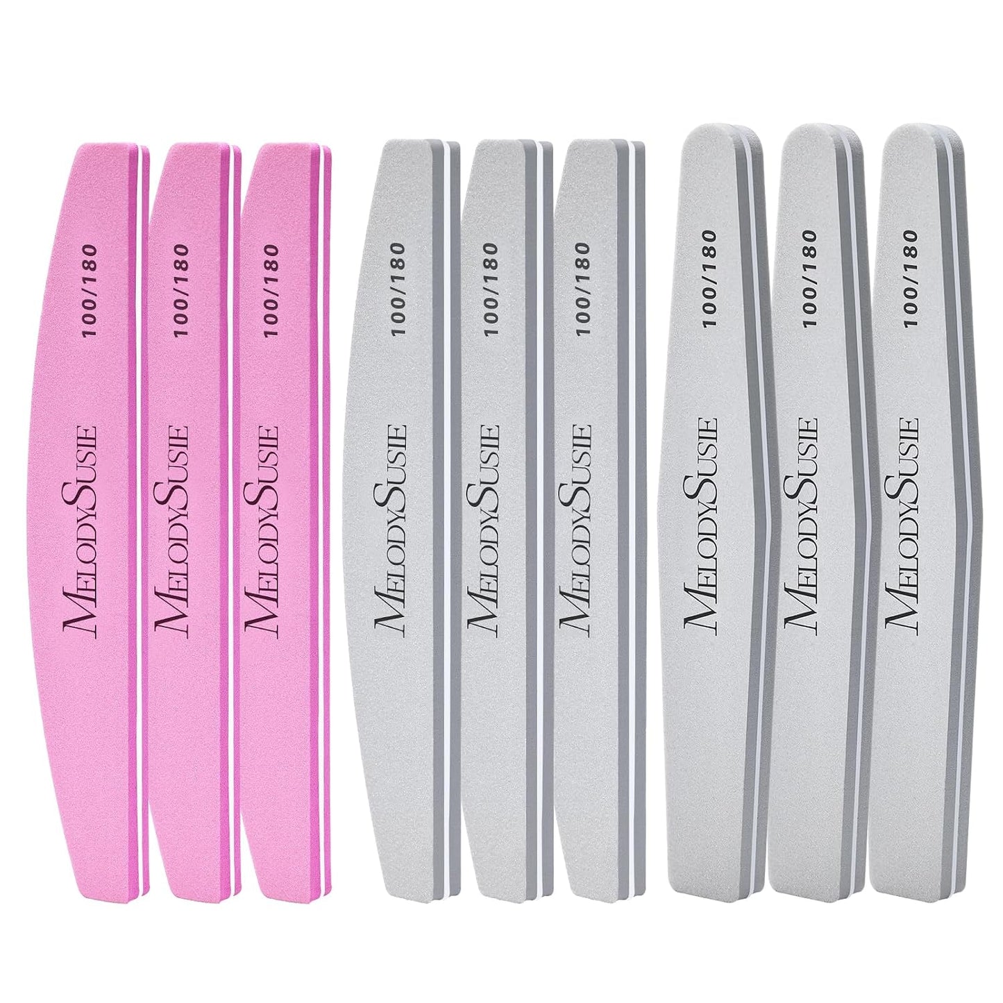MelodySusie 16Pcs Professional Nail Buffer Kit,Nail Files and Buffers,Nail Buffer Block,Nail Brush, Nail File Buffers Kit for Natural Nails,DIY,Home Use,Salon（100/180 Grit）