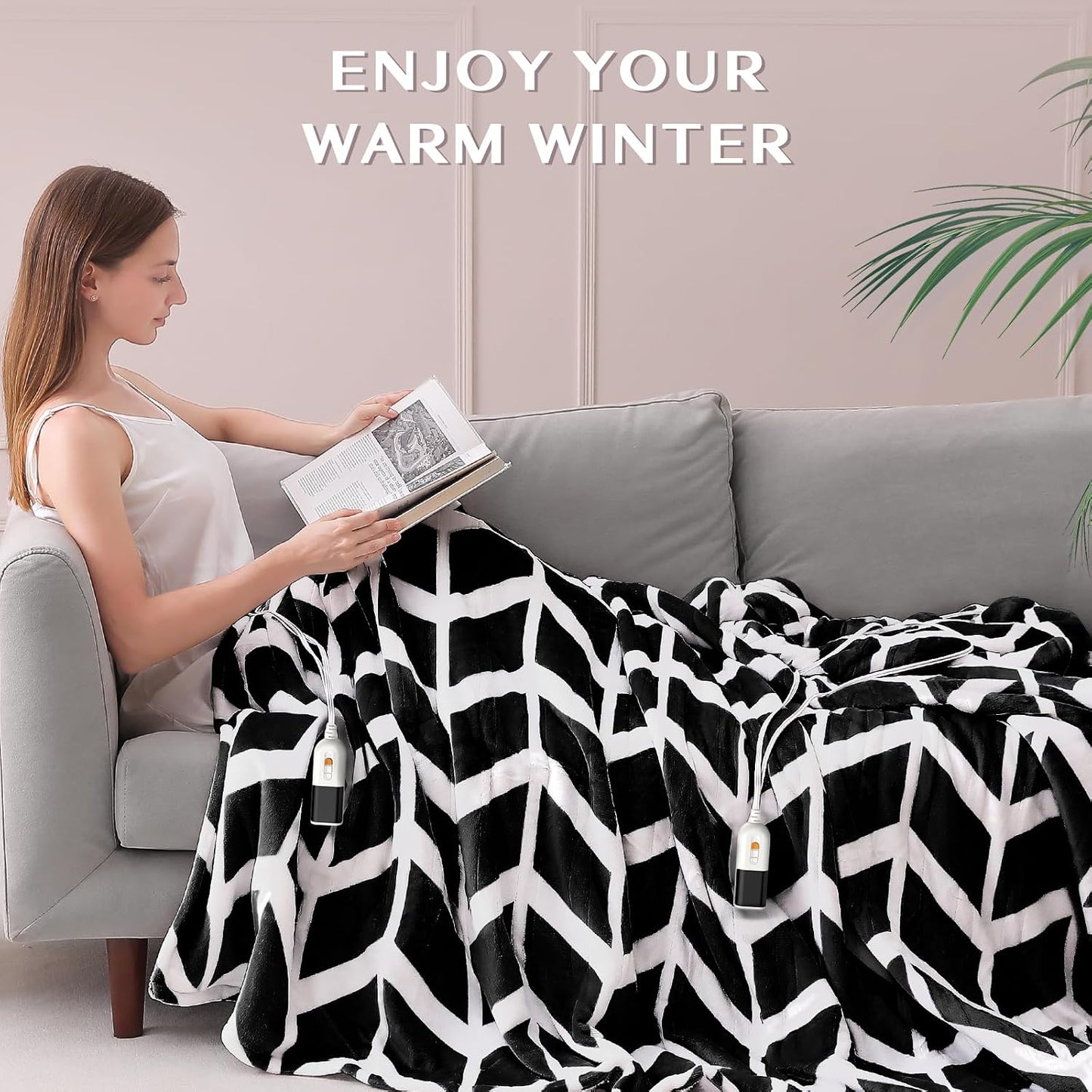 VENTIMI Electric Blanket Heated Throw, 50" x 60" Heated Blanket with 5 Heat Levels & 3 Hours Auto Off, Fast Heating Blankets with ETL & FCC Certification, Grey