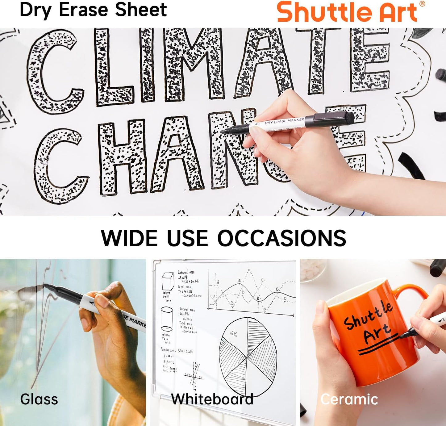 Shuttle Art Magnetic Whiteboard Markers, 20 Pieces Fine Tip and Eraser, Dry Erase Whiteboard Markers, for Writing on Whiteboards, Weekly Planner, Glass for School Office Home